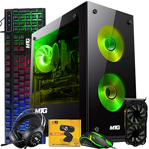 MTG Aurora 4T Gaming Tower PC- Intel Core i7 4th Gen, AMD RX 580 GDDR5 8GB 256bits Graphic, 16GB Ram DDR3, 1TB Nvme, RGB Keyboard Mouse and Headphone, Webcam, Win 10 Home - RX-580 - 1TB Nvme