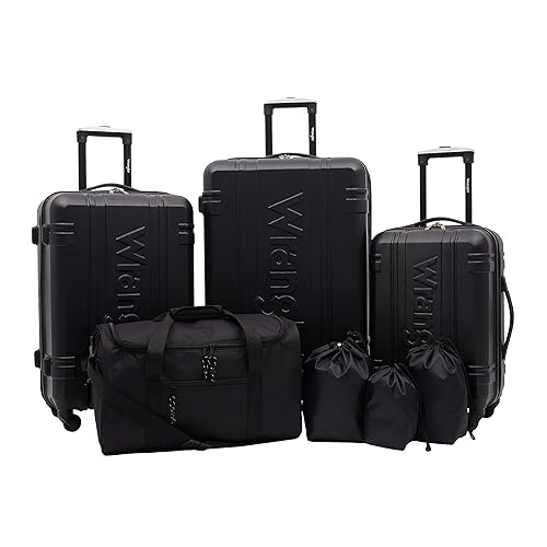 Wrangler Unisex 7 Pc Venture Luggage Set Luggage- Luggage Set - 7 Piece Set - Black