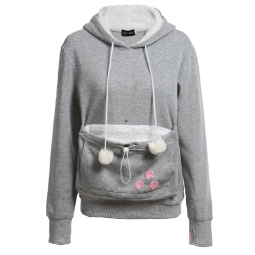 Warm Hoodies with Pet Cuddle Pouch - Silver Gray / S