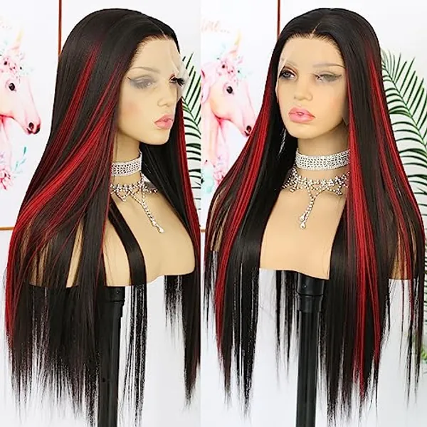 Red Skunk Stripe Wig