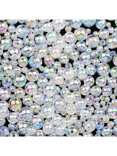 Bolas blancas transparentes de ABS de 4mm/6mm/8mm/10mm, productos de fabricación de joyas hechas a mano DIY, brazaletes de diademas tejidas, collares, materiales de cuentas, ¡perfectos para hacer joyas hechas a mano DIY!