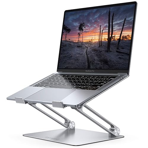 Lamicall Adjustable Laptop Stand, Portable Laptop Riser, Aluminum Laptop Stand for Desk Foldable, Ergonomic Computer Notebook Stand Holder for MacBook Air Pro, Dell XPS, HP (10-17.3'') - Silver - 1-Silver