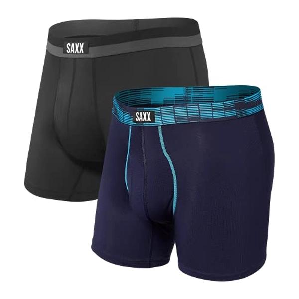 SAXX Men's Underwear - Sport Mesh Boxer Brief Fly 2Pk with Built-in Pouch Support - Underwear for Men