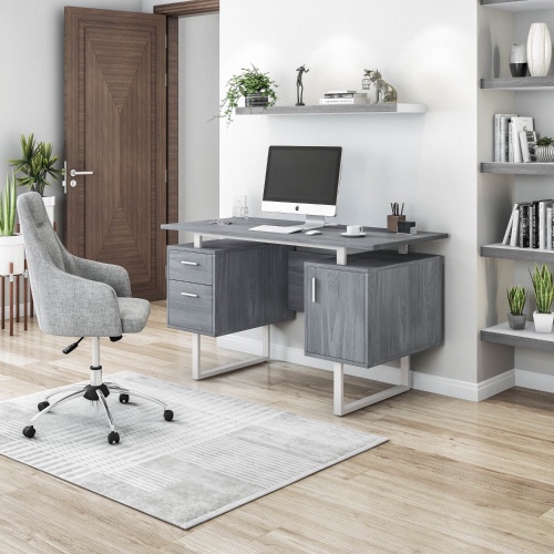Modern Office Desk with Drawers and Cabinet