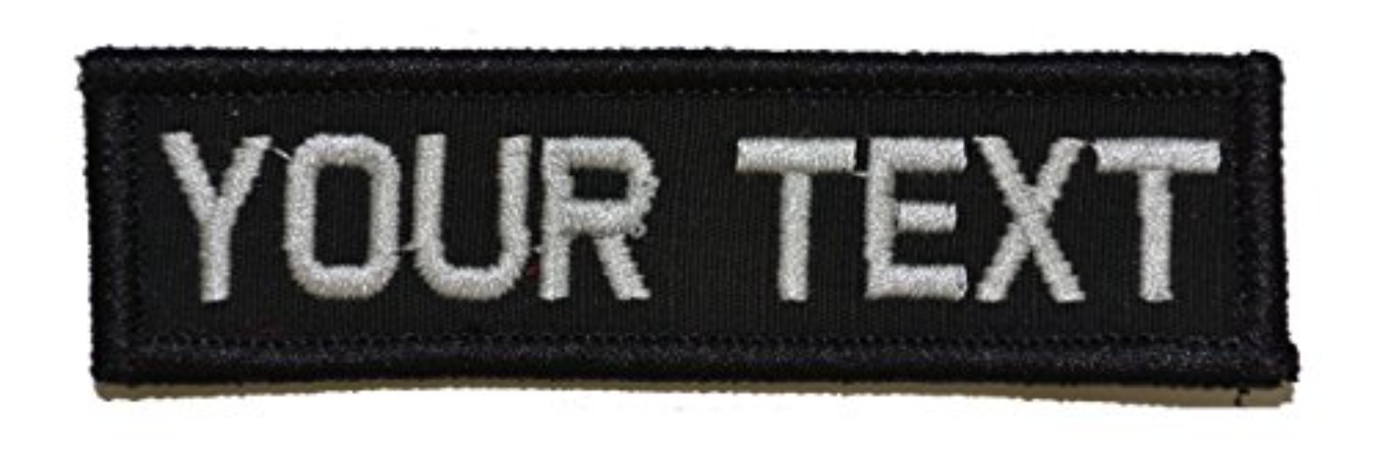 Rectangular Customizable Text 1x3 Patch w/Hook Fastener Patch - Black - Black