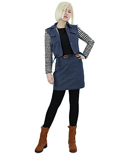 miccostumes Women's Costume Anime Girl Cosplay Uniform Set With Blue Denim Vest And Skirt - X-Small