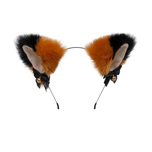 Animal Faux Fur Cat Dog Ears Headbands with Bells Lovely Flexible Hair Accessory Halloween Cosplay Costume Party Dress Girls (P) - P