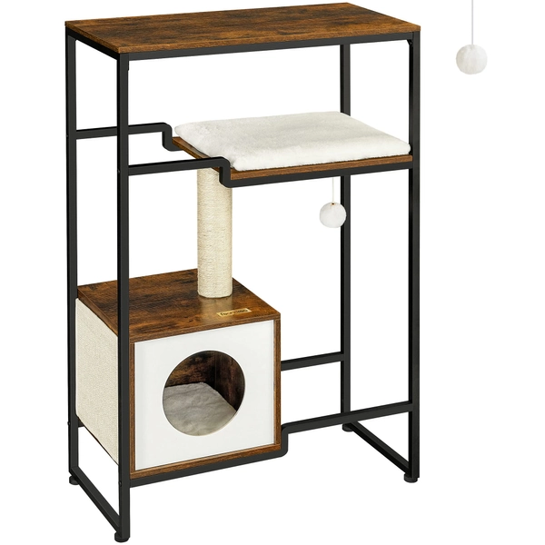 FEANDREA krabpaal, krabpaal, 2-in-1 meubel, vintage bruin PCT112X01