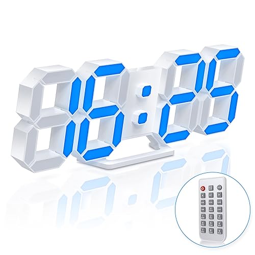 3D LED Desk Alarm Clock Night Light 7 Colors 9.7" with Remote Control, Digital Alarm Clock Adjustable Brightness Timer 12/24 Hr Time/Date/Temperature for Kid Bedroom/ Kitchen/Office -Colorful - 7 Colors Lights 9.7" Led Clock + White Design