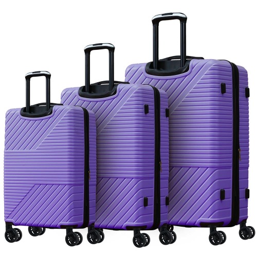 3-Piece weight Hard-shell Luggage Set with Double Spinner Wheels and TSA Lock - Purple
