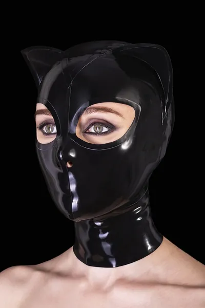 Latex cat mask with closed mouth at Bright&Shiny online store