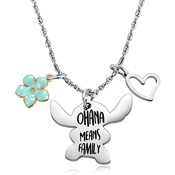 Ralukiia Ohana Means Family Necklace Stitch Necklaces Jewelry Gifts for Lilo and Stitch Fans