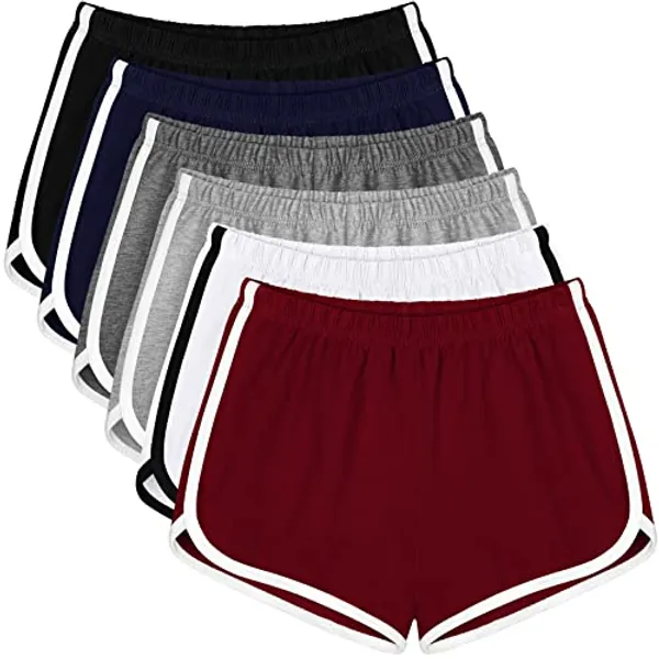 Apoway 6 Packs Dance Shorts Cotton Sports Short Waistband Women Summer Sports Shorts Yoga Shorts for Women…