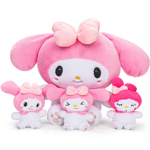 Teluhui - Peluche de anime de 16 pulgadas, con 3 bebés de peluche kawaii de peluche de animales de peluche decorativos, regalo de cumpleaños, Navidad, regalos del día de San Valentín, regalos para
