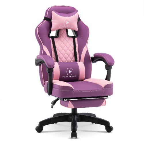 PLAY FEVER | Silla Gamer Playfever Omega Escritorio Ergonomica Reclinable y Ajustable | Soporte de Cuello y Espalda | Estilo y Funcionalidad - Rosa Bicolor