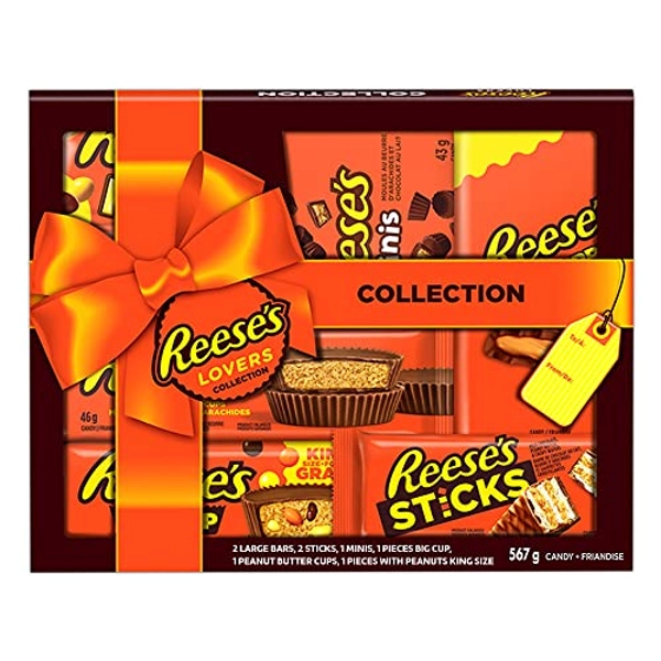 REESE'S Lovers Chocolate Peanut Butter Assorted Chocolate Gift Box, 567g (8 Assorted Bars)