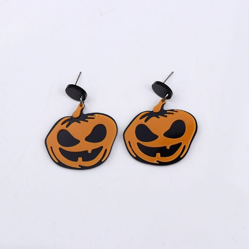 Spooky Pumpkin Acrylic Halloween Earrings - Orange / A Pair