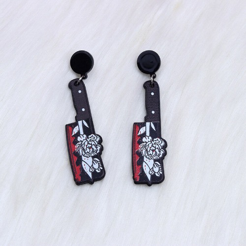 Halloween Acrylic Knife Dangle Earrings - A / A Pair