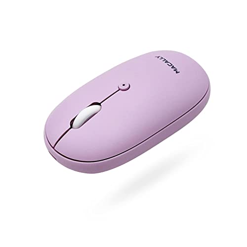 Macally Wireless Bluetooth Mouse - Strong Connection - Quiet, Comfortable, Rechargeable Mouse for MacBook Air/Pro, Mac, iMac, Apple iPad - Wireless Mouse for Laptop, Windows PC Desktop - Purple