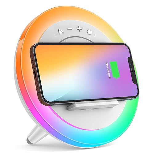 SIDVAR Bluetooth Speaker Night Lightsr,Wireless Charging Modern Speaker,Best Teenage Birthday Gift Ideas Tween Girls Gifts/Please use The Original Adapter - 5W Wireless Charging