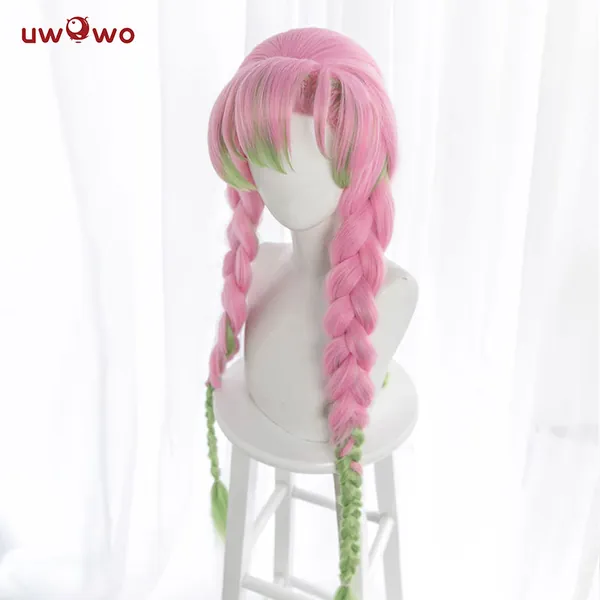 Uwowo Demon Slayer: Kimetsu no Yaiba Kanroji Mitsuri Cosplay Wig 85cm Long Pink Green Gradient Wig