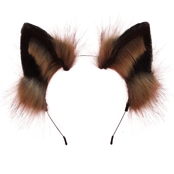 VIGVAN Handgemachte Wolf Fuchs Ohren Cosplay Kopf Zubehör Kawaii Haarband (Wolf Braun Schwarz)