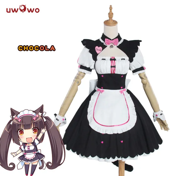 UWOWO Chocola Cosplay Game NEKOPARA Costume Chocola Vanilla Maid Dress Costume | M