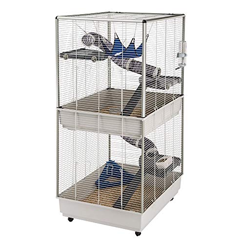 Ferplast Ferret cage FURET TOWER, vertical two floors structure, wheels and accessories are included. Varnished grey metal and plastic, 75 x 80 x h 161 cm - Grey - 161 cm L x 75 cm W x 80 cm H