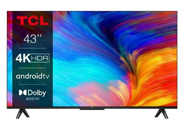 TCL 43P639K 43-inch 4K Smart TV, HDR, Ultra HD, TV Powered by Android Bezeless design (Freeview Play, Game Master, Dolby Audio, HDR 10 compatible with Google assistant & Alexa) - P639K - 43 Inch