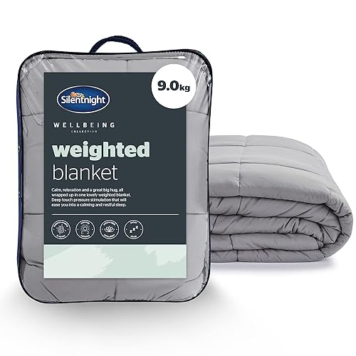 Silentnight Wellbeing Weighted Blanket – Heavy 9kg Weighted Anxiety Gravity Blanket for Sensory Anxiety Therapy Insomnia Stress Relief – King Size - 150 x 200cm - 9kg - Grey