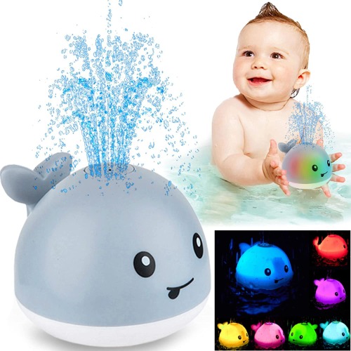 Angusiasm Baby Bath Toys,Whale Automatic Spray Water Bath Toy with LED Light, Induction Sprinkler Bathtub Shower Toys for Toddlers,Pool Bathroom Toy Gift for kids age 1-6
