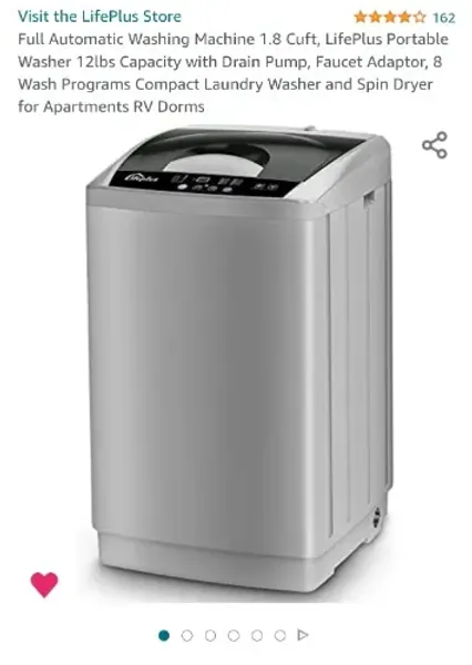Amazon.com: Full Automatic Washing Machine 1.8 Cuft, LifePlus Portable Washer 12lbs Capacity with Drain Pump, Faucet Adaptor, 8 Wash Programs Compact Laundry Washer and Spin Dryer for Apartments RV Dorms : Appliances