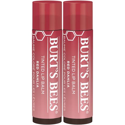 Burt's Bees Lip Tint Balm, Red Dahlia, 2-Pack, Hydrating Shea Butter for a Natural Looking Buildable Finish - Red Dhalia - 2 Count (Pack of 1)