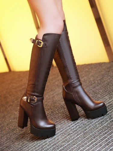 Botas altas de montar con tacón grueso para mujer, cómodas y sexys, popular estilo Ins, nueva primavera/otoño, cremallera trasera, pierna delgada y gruesa, botas altas sobre la rodilla con tacón alto, se usa con pantalones