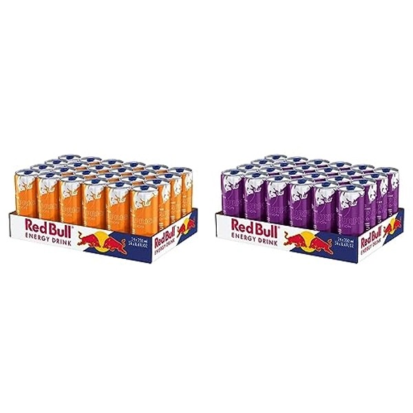 Red Bull Energy Drink Apricot Edition 24er Palette, EINWEG (24 x 250ml) & Energy Drink Purple Edition - 24er Palette Dosen - Getränke mit Acai-Beere-Geschmack, EINWEG (24 x 250 ml)