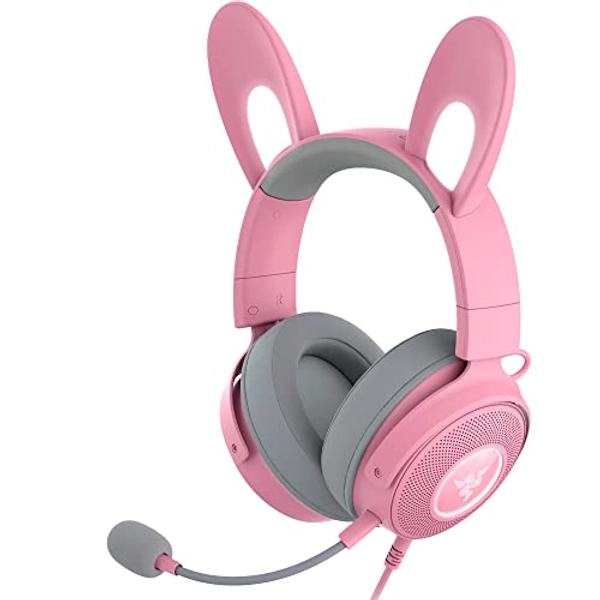 Razer Kraken Kitty Edition V2 Pro -Kabelgebundenes RGB-Headset mit austauschbaren Ohrhörern (Reaktive Stream-Beleuchtung, TriForce Titanium 50mm-Treiber, HyperClear Cardioid-Mikrofon) Quartz Pink