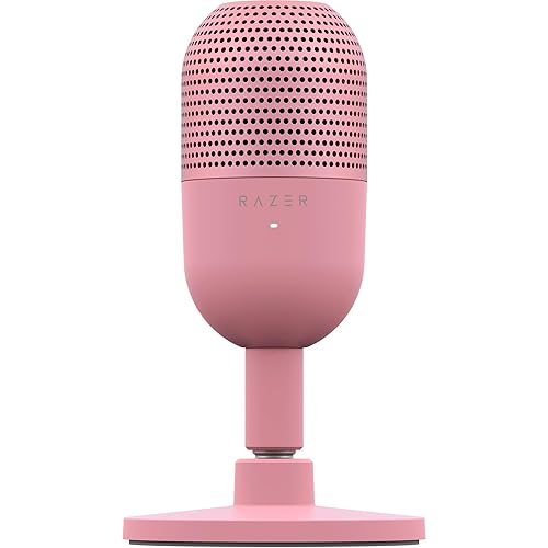Razer Seiren V3 Mini USB Microphone: Condenser Mic - Supercardioid Pickup Pattern - Tap-to-Mute Sensor with LED Indicator - Shock Absorber - Ultra Compact - PC, Discord, OBS Studio, XSplit - Quartz - Quartz Pink