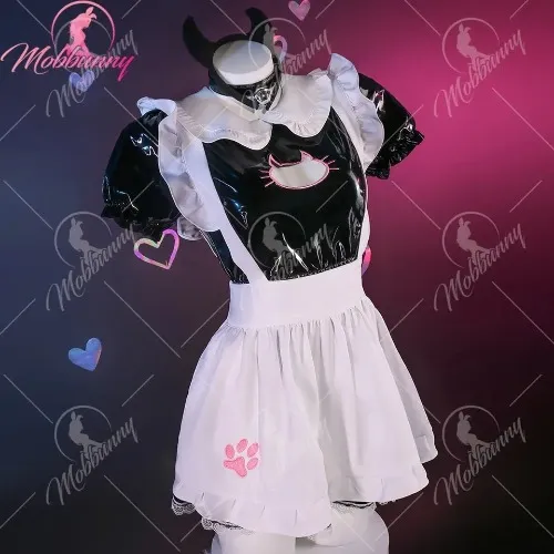 Pu leather cat maid costume 