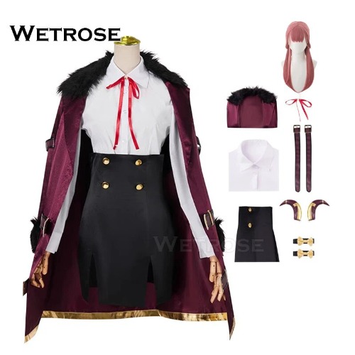 [Wetrose] Blue Archive Rikuhachima Aru Cosplay Costume Boss Windbreaker Military Coat Cloak Suit Wig Full Set