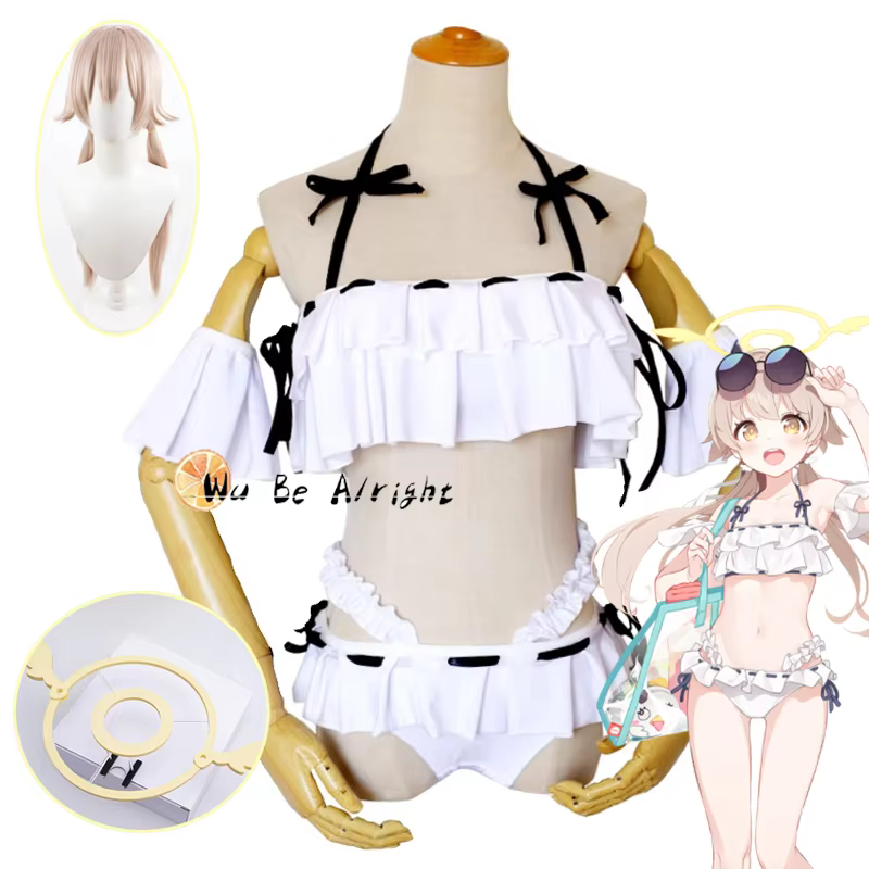 Game Blue Archive Ajitani Hifumi Swimsuit Cosplay Costume Swimwear Uniforms Suit Wig Headwear Halo Halloween Carnival Party - AliExpress 