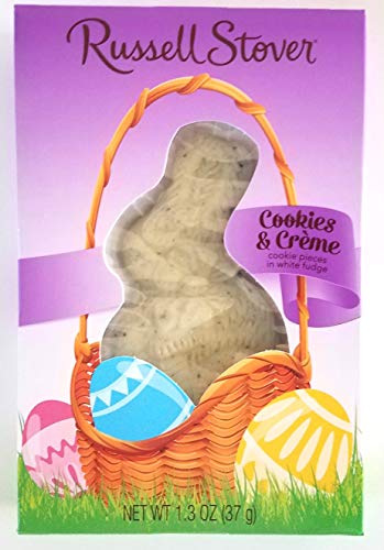 Russell Stover (1 Box) Cookies & Creme White Fudge Easter Bunny Candy - Net Wt. 1.3 / 37 g