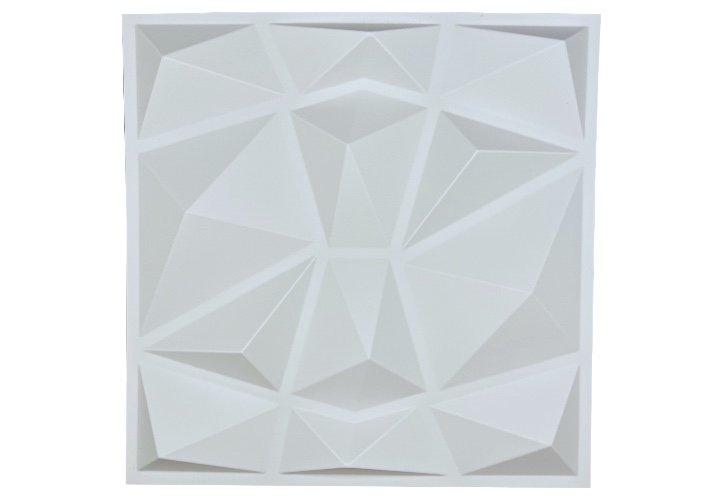 12 Pack - PVC Geometric 3D Wall Panel For Sound Diffusion - Modern 3D Design For Walls And Ceilings - 60x60 cm / White