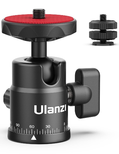 Mini Ball Head, ULANZI H28 Panoramic Tripod Head + Dual Hot Shoe Mount DSLR Camera Mount Adapter Photograph Attachment Accessories for Gopro Cam Camcorder Smartphone Light Microphone Loading 5.5lb - 