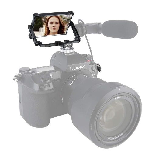 NICEYRIG Vlog Selfie Mirror Camera/Phone TikTok Twitch Lives Cold Shoe Mount 360 Degree Flip Mirror, Applicable for iPhone 14/13/12/11/XS Pro, Fujifilm, Panasonic, Sony - 377 - 
