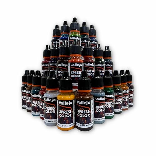 Silu- Acrylic Paint Vallejo Xpress Colour, Complete Pack 24 Paints New Range Reformulated for Painting Warhammer 40k, Miniatures - XPRESSCOLOR