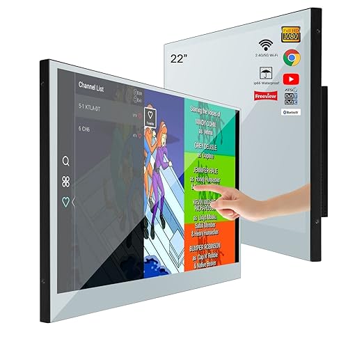 Soulaca 22 inches Full Touchscreen Television Smart Mirror LED TV Waterproof for Bathroom Shower SPA WiFi Bluetooth - 22 inches - Mirror Finish With Full Touchscreen