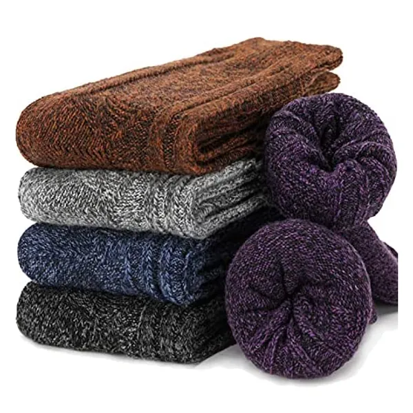 
                            EBMORE Wool Socks for Women Hiking Boot Warm Knit Cozy Winter Crew Duty Work Soft Socks for Ladies
                        