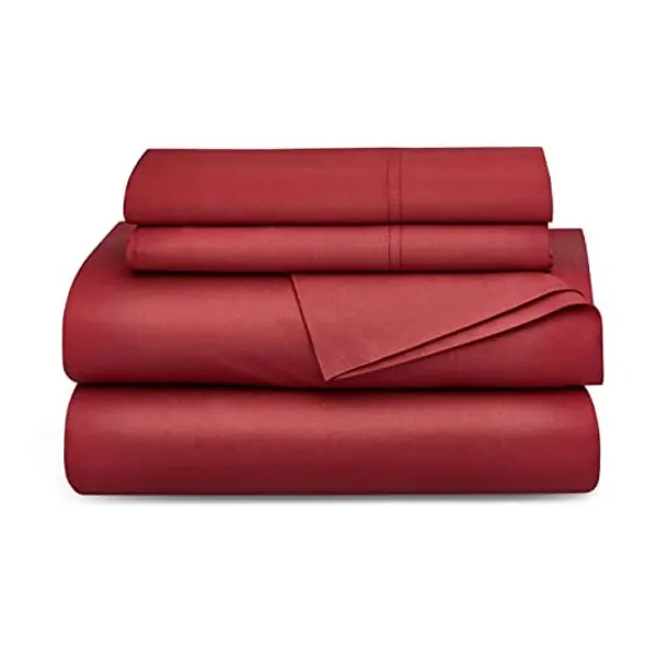 
                            Bedsure 100% Bamboo Sheets King Burgundy - Deep Pocket King Sheets Set Up to 16 inches Mattress, Cooling Sheets Set 4PCs for King Size Bed Super Soft Breathable
                        