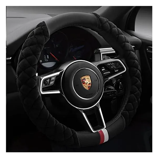 
                            Cxtiy Universal Car Steering Wheel Cover Fluffy Winter Plush Steering Wheel Cover (A-Black)
                        