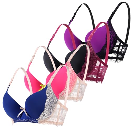 Lace Bras with Underwire Cups Comfort Padded T-Shirt Bra 